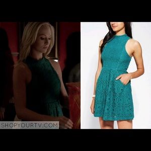 urban outfitters kimchi blue teal lace dress as seen on vampire diaries